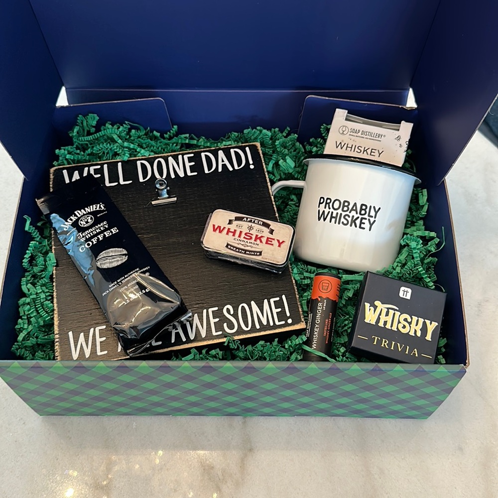 Handmade Whiskey Themed Gift Box for Dad- Perfect for Father’s Day/Birthday.